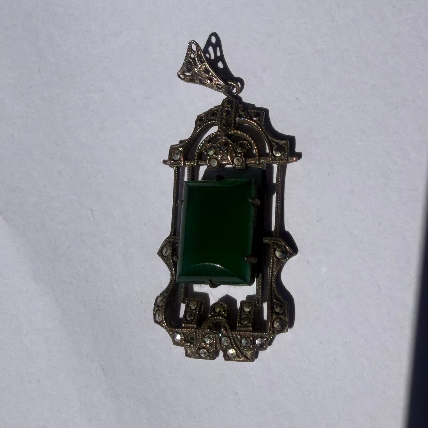 Vintage Agate Rectangular Pendant