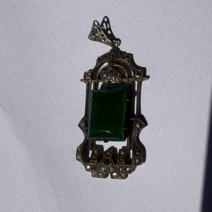 Vintage Agate Rectangular Pendant