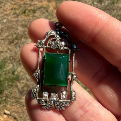 Vintage Agate Rectangular Pendant