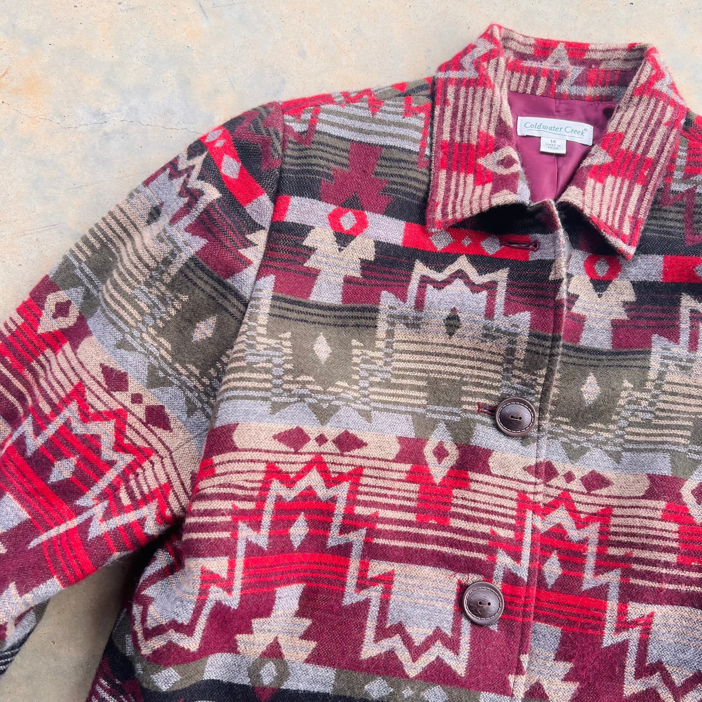 Vintage Southwestern Jacket-Multi Red-Size 14