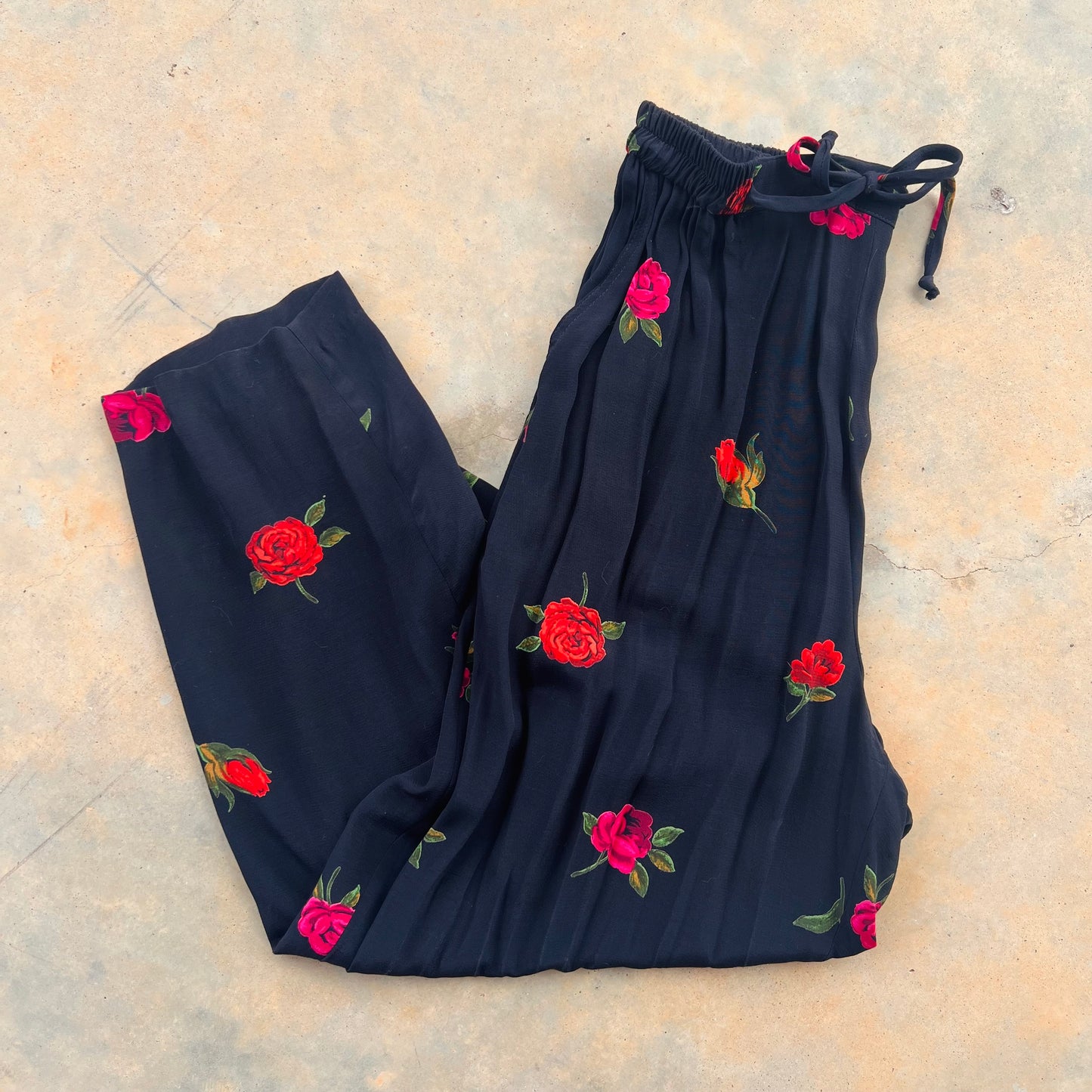 Vintage Rose Casual Drawstring Pant