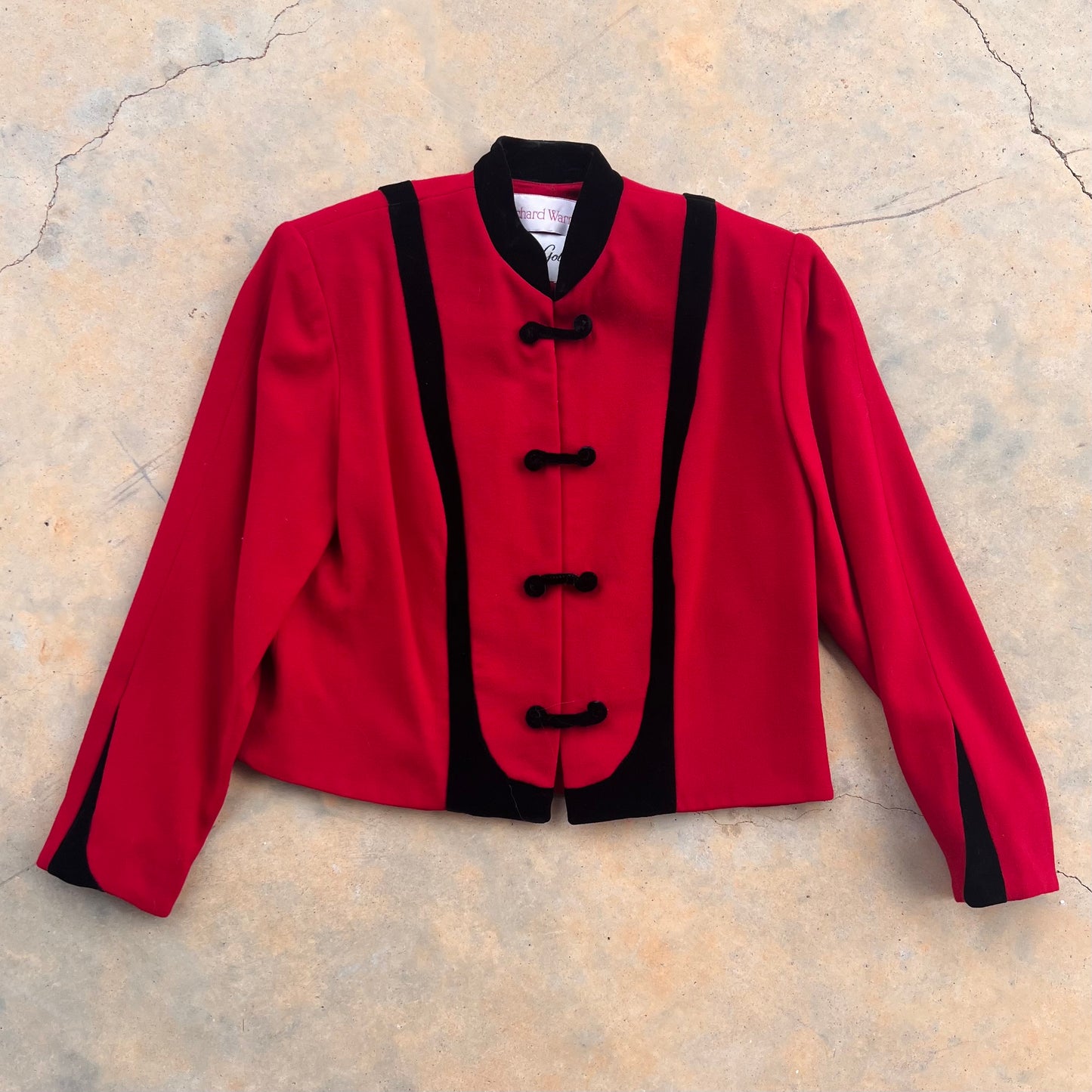 Vintage Red Jacket with Black Velvet Detail