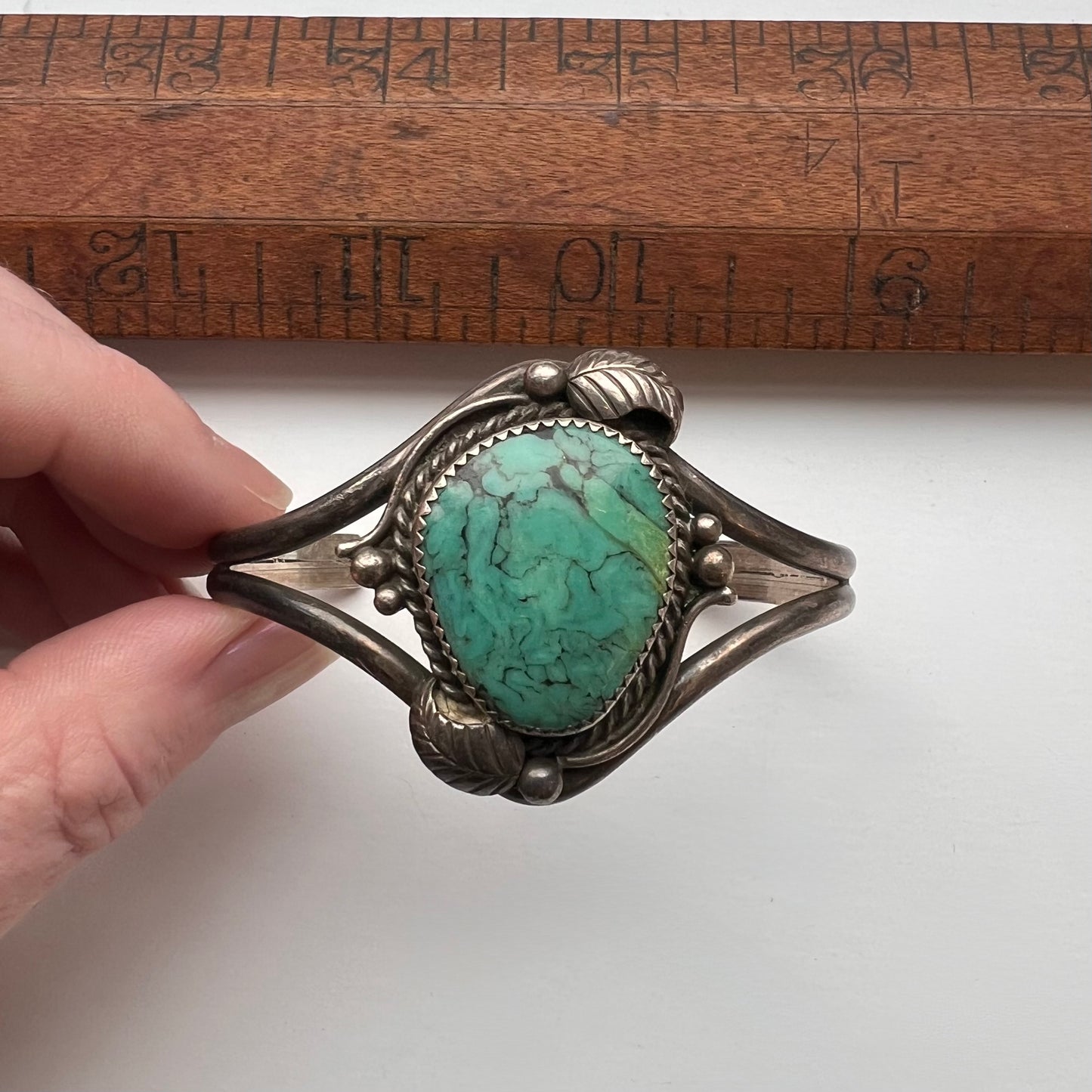 Vintage MC Turquoise Leaf Cuff Bracelet