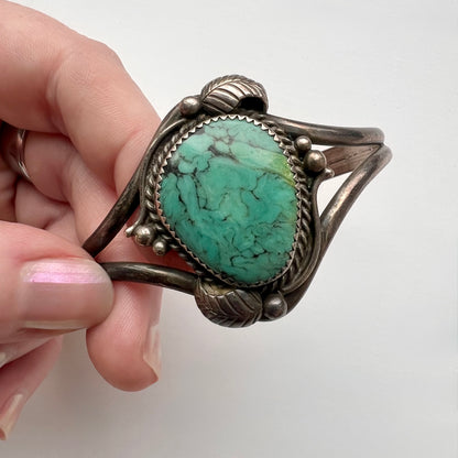 Vintage MC Turquoise Leaf Cuff Bracelet