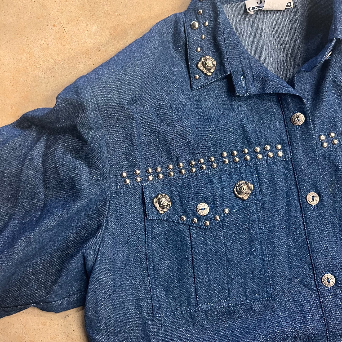 Vintage J&A Denim Rose Shirt-Sz M