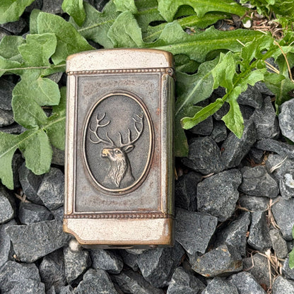 Antique Buck/Woman Match Holder and Striker