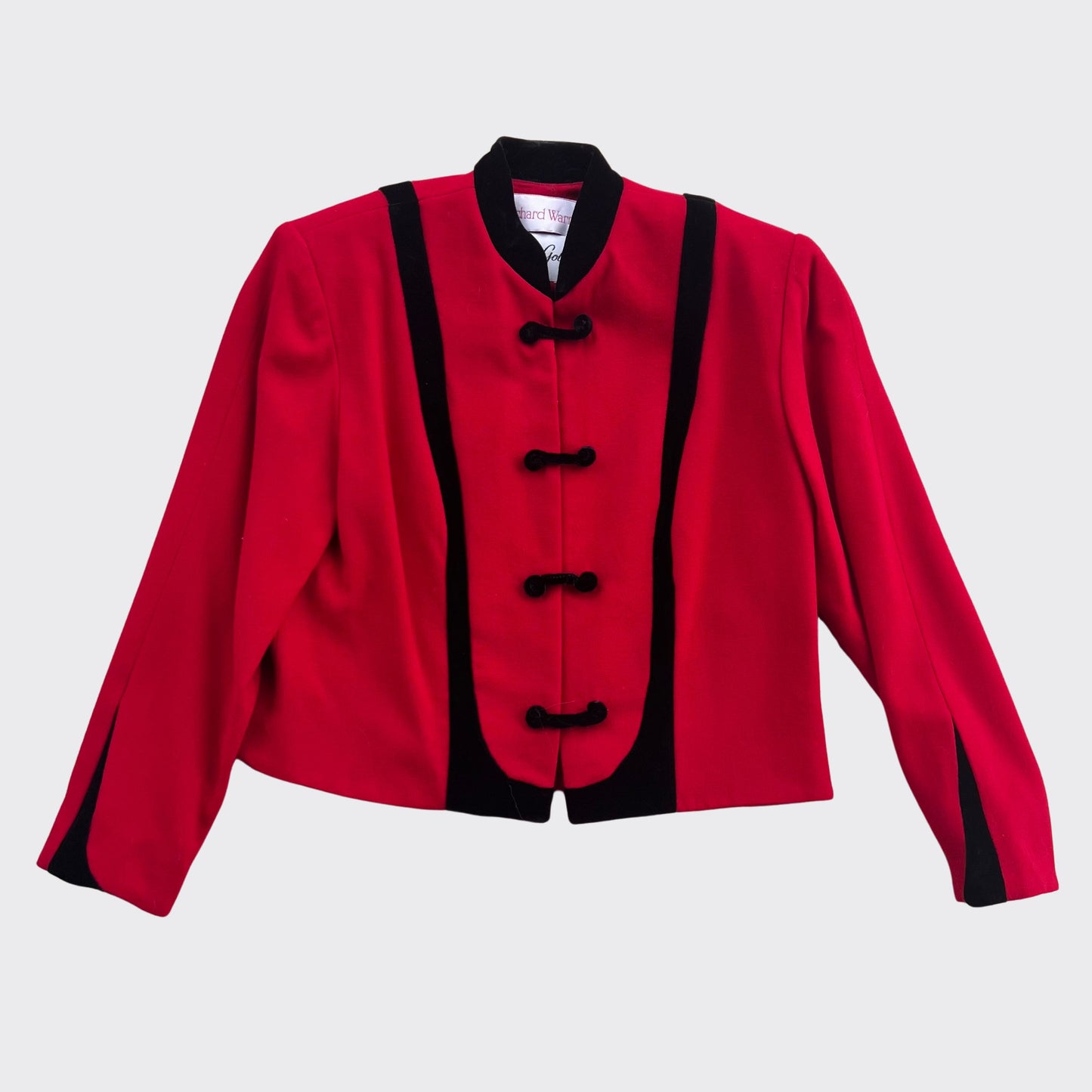 Vintage Red Jacket with Black Velvet Detail